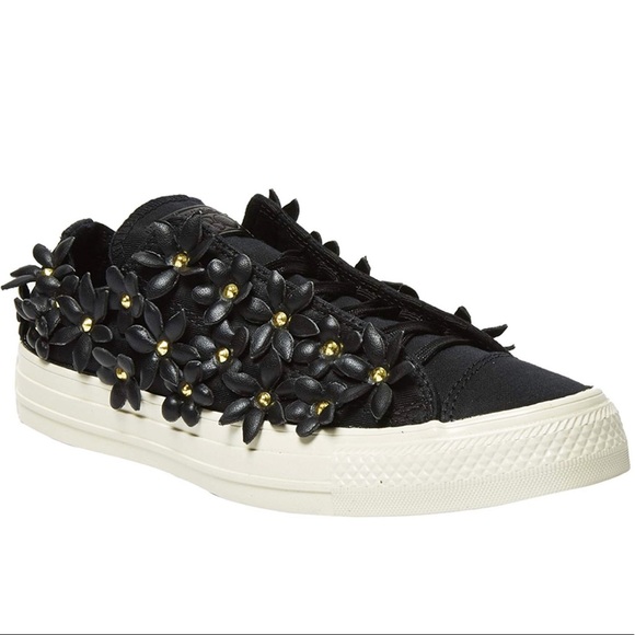 Converse Shoes - Converse • PatBo Flower Studded Black Chuck Taylor